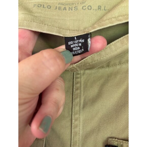 Polo Jeans Co. Ralph Lauren Vintage Beige Denim Overalls Relaxed Fit Adjustable - Picture 6 of 15